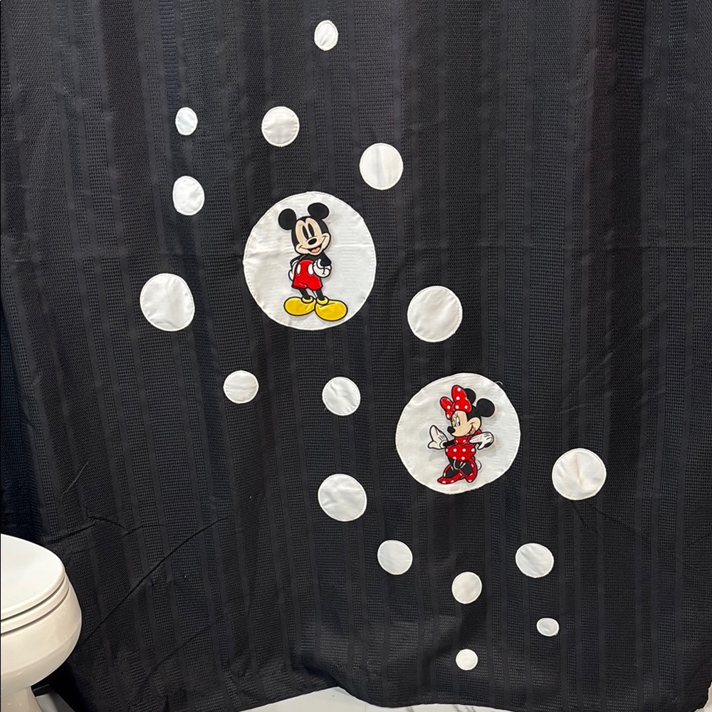 Disney Mickey and Minnie Black Shower Curtain